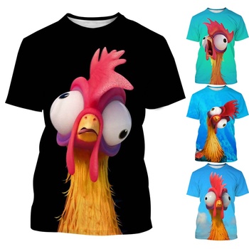 Lato Moda Anime Koszulka Męska 3D z Nadrukiem Zwierzęcego Kurczaka Harajuku