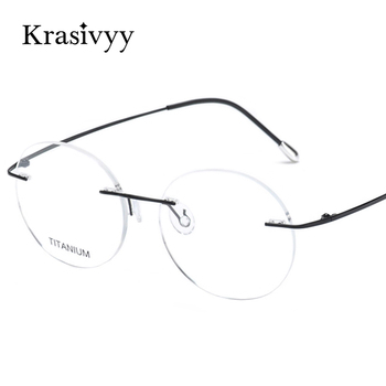 Tytanowe korekcyjne okulary bez oprawek, składane, okrągłe, vintage, ultralekkie, dla mężczyzn i kobiet