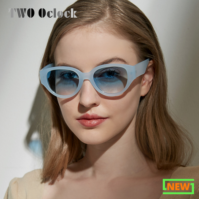 Okulary przeciwsłoneczne damskie Retro 2021 Luxury Brand Design - przezroczyste, niebieskie odcienie, kocie oczy, moda dla kobiet - tanie ubrania i akcesoria