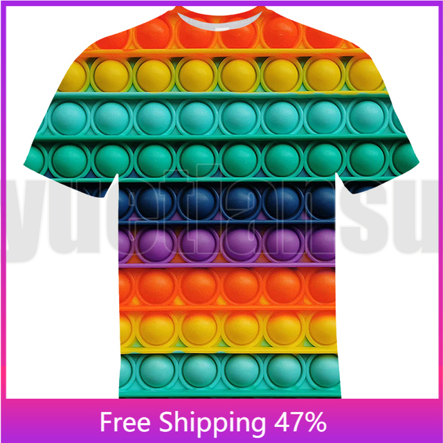 Koszulka dziecięca Rainbow Bubble T-Shirt dla chłopców o luźnym kroju i wakacyjnym wzorze - tanie ubrania i akcesoria