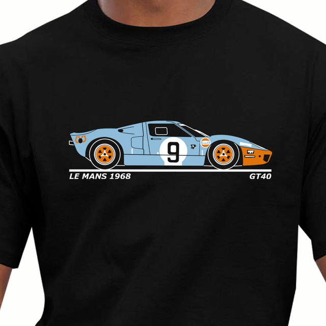 Męska koszulka z krótkim rękawem Retro Classic 1968 Le Mans GT40 - wyścigowy samochód, hip hop, koszulka bawełniana streetwear Harajuku - tanie ubrania i akcesoria