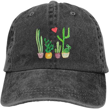 Czapka baseballowa damska Kaktusy Miłość, vintage, czarna, regulowana