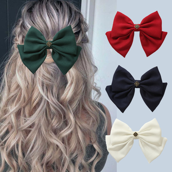 Spinka do włosów duży rozmiar Vintage Bowknot - miękka, jednolita barwa, stylowa i elegancka moda damskich akcesoriów do włosów