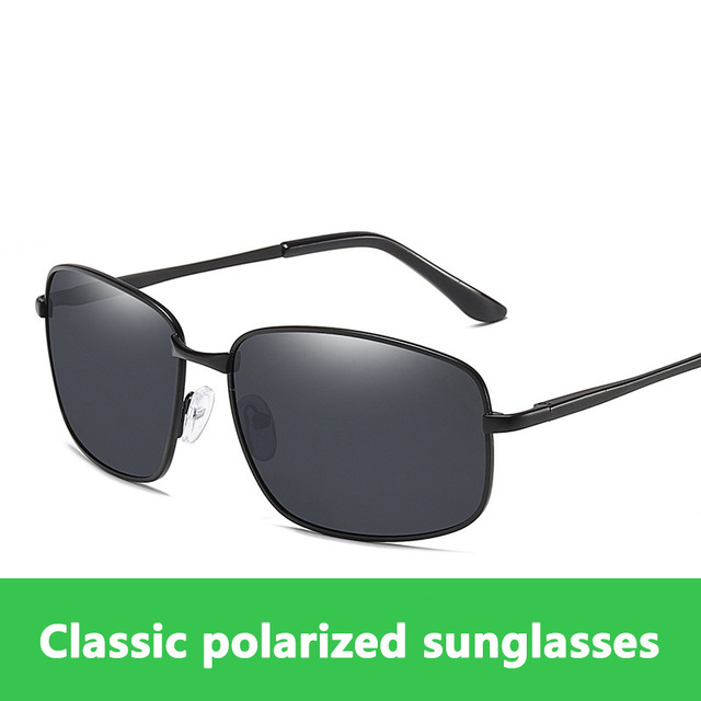 Męskie metalowe kwadratowe okulary BOYSEEN z polaryzacją - czarne, proste, do jazdy, ochrona UV400 - tanie ubrania i akcesoria