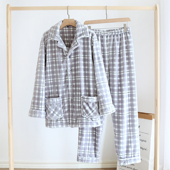 Męska gruba flanelowa piżama zimowa - zestaw domowej odzieży termicznej: ciepła bluza i spodnie Plus rozmiar aksamitnej bielizny nocnej