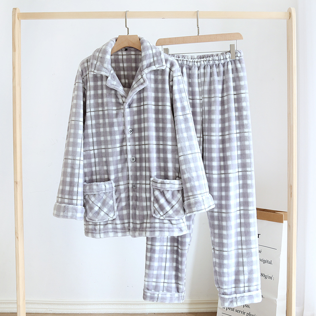 Męska gruba flanelowa piżama zimowa - zestaw domowej odzieży termicznej: ciepła bluza i spodnie Plus rozmiar aksamitnej bielizny nocnej - tanie ubrania i akcesoria
