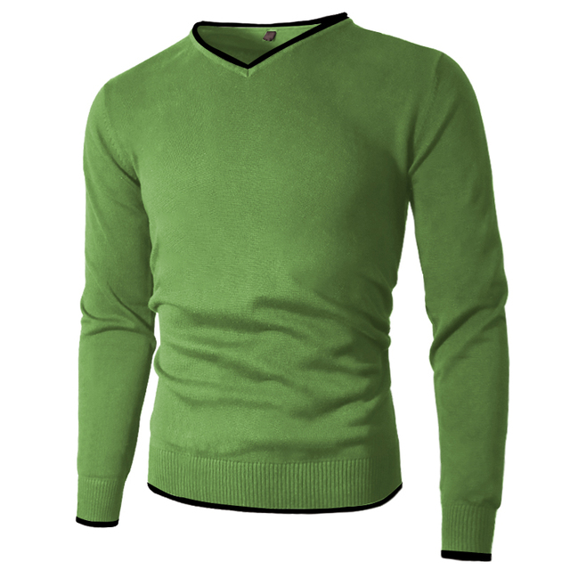 Sweter męski wiosna/jesień bawełna dekolt w serek M-5XL prosty styl solidny Plus rozmiar - tanie ubrania i akcesoria