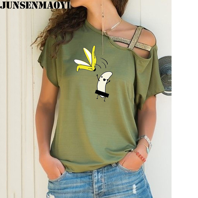 Koszulka damska z ciekawym nadrukiem bananów, casual, letnia, dostępna w rozmiarze 5XL - tanie ubrania i akcesoria