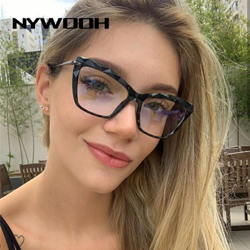Kwadratowe okulary damskie NYWOOH Fashion z przezroczystymi oprawkami dla krótkowidzów, w stylu kociego oka - popularne akcesoria optyczne