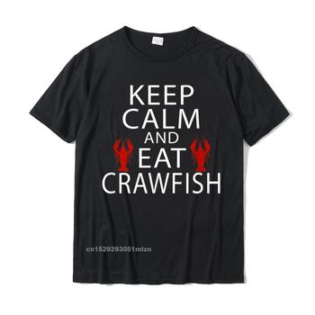 Koszulka męska z bawełny Spokojnie jedz Crawfish Tshirt gotuj Cajun NOLA Cotton