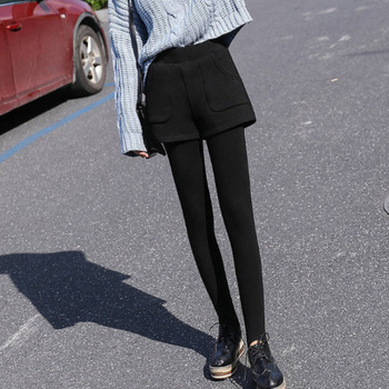 Ocieplone dwuczęściowe legginsy damskie ze streetwearowym wzorem - Casual ułożone legginsy