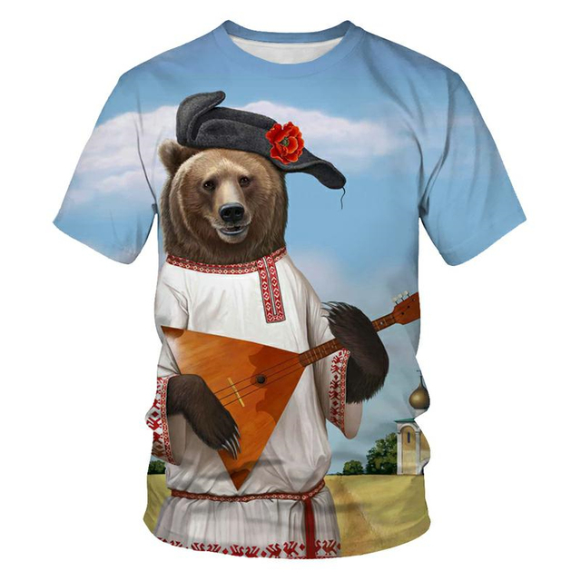 Koszulka męska z nadrukiem Niedźwiedź wojenny – marka Rosja, 3D, Cool Tee - tanie ubrania i akcesoria