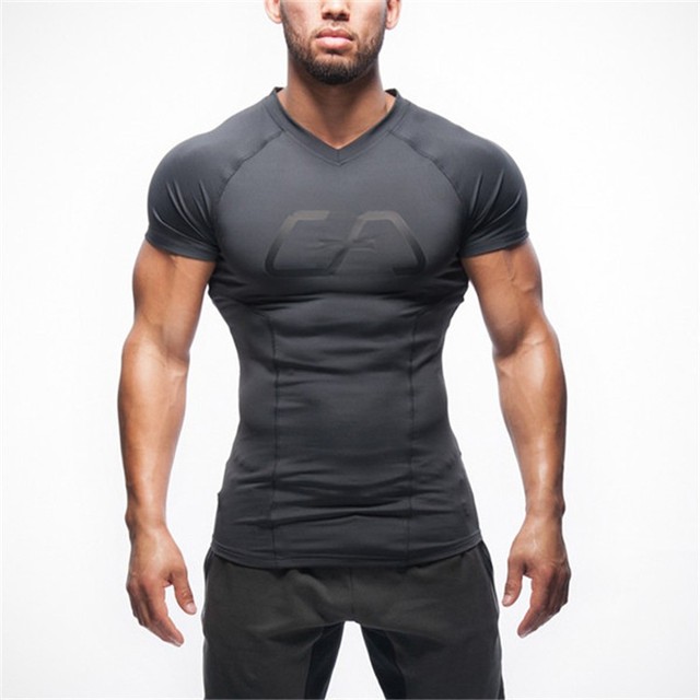 Męska koszulka sportowa z krótkim rękawem, idealna na fitness i codzienne treningi, szybkoschnąca i przepuszczająca wilgoć - tanie ubrania i akcesoria