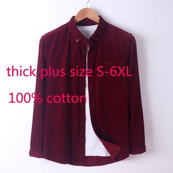 Męska koszula z długim rękawem, wykonana z ciepłego sztruksu 100% czystej bawełny, w rozmiarach od S do 6XL