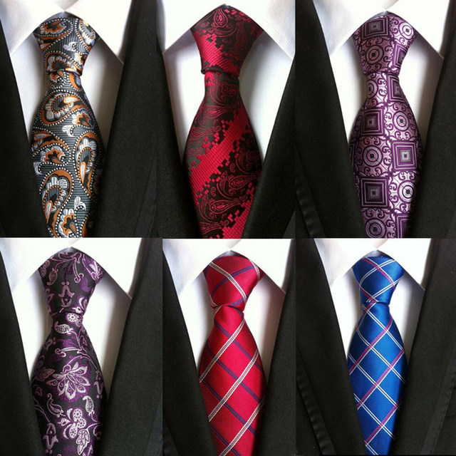 Luksusowy męski krawat jedwabny 8 cm z motywem paisley - czarny - tanie ubrania i akcesoria