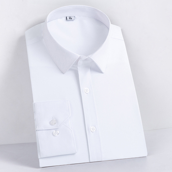 Biała koszula męska z wełnianą teksturą, długimi rękawami, guzikami - modele S-4XL na wiosnę i jesień