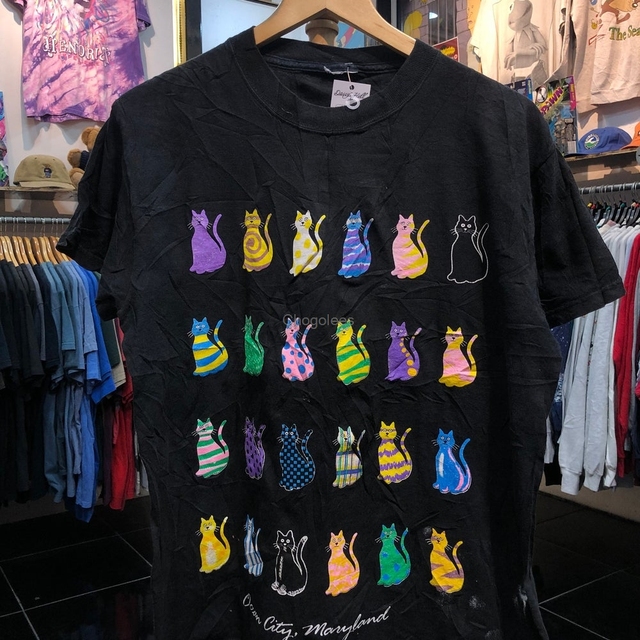 Koszulka męska z kotami sztuki z lat 90. w stylu vintage - tanie ubrania i akcesoria