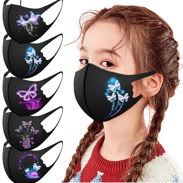 Maska na oblicze motyla dla dzieci - wielokrotnego użytku, zapewnia ochronę przed wirusem - idealna na boże narodzenie - Cosplay - niebieska - tanie ubrania i akcesoria