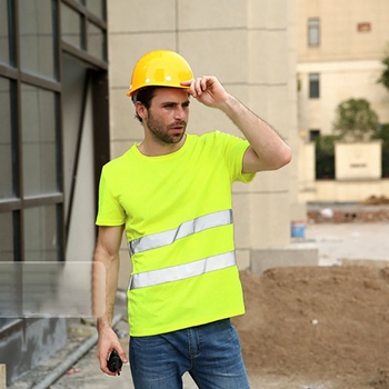 Odblaskowa koszulka męska z krótkim rękawem o wysokiej widoczności na budowie