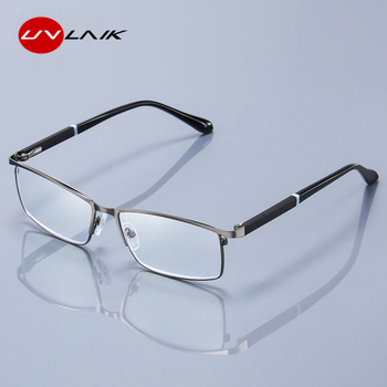 Męskie okulary do czytania UVLAIK Presbyopia optyczne - anty niebieskie promienie, aluminiowa oprawka ze stali nierdzewnej