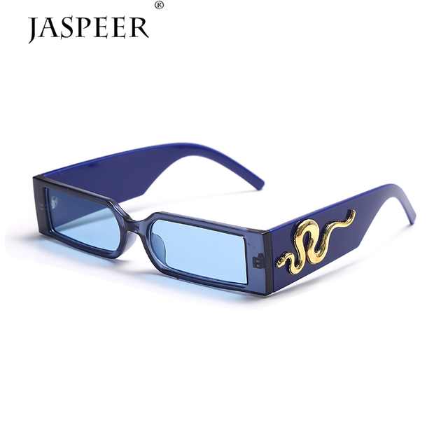JASPEER Fashion Vintage okulary przeciwsłoneczne damskie Retro prostokąt Ins popularne kolorowe długopłetwce - tanie ubrania i akcesoria