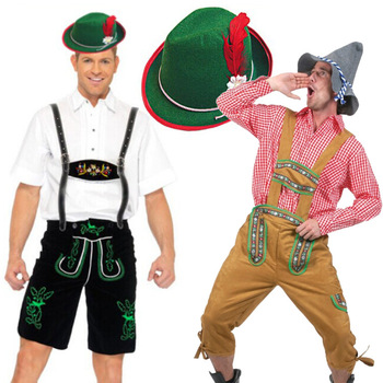 Kostium mężczyzny w stylu bawarskim na Oktoberfest i Halloween - skórzane spodnie z festiwalu Cosplay męskiego piwa Niemieckiego
