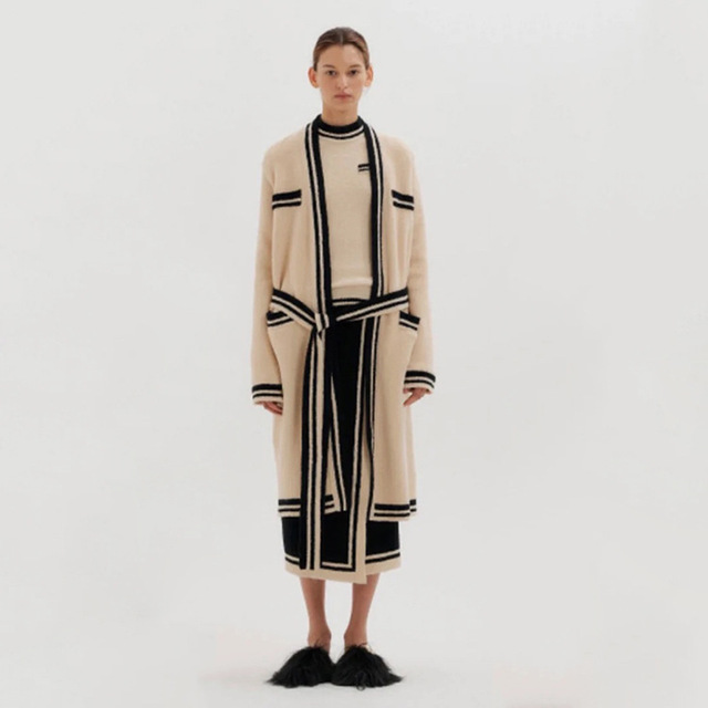 Sweter damski jesień/zima 2021, dwuwarstwowa dzianinowa kurtka - trzyczęściowy garnitur - tanie ubrania i akcesoria