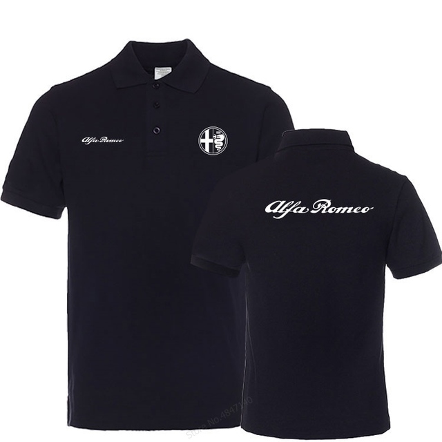 Męska koszulka Polo Alfa Romeo czarna-biała, bawełna, krótki rękaw, rozmiar 3XL - tanie ubrania i akcesoria