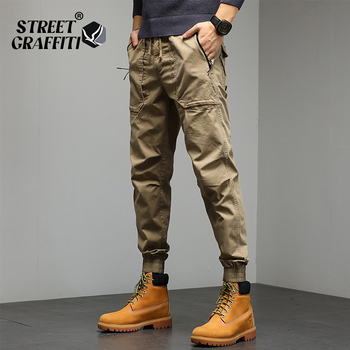 Męskie zimowe spodnie dresowe cargo – elastyczne, ciepłe, modne, jesienne