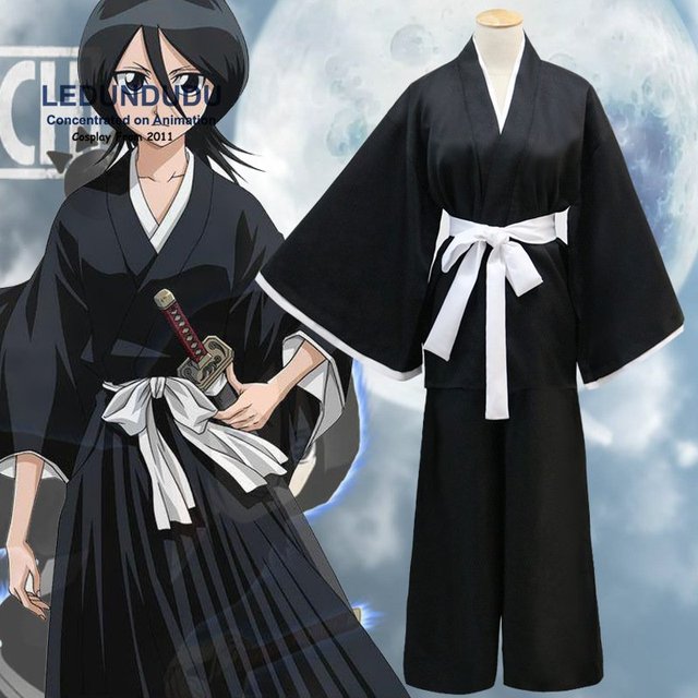 Kostium Anime Bleach Kuchiki Rukia Cosplay Shinigami - Kimono dusza Reaper, Kapitan Unisex na Halloween - tanie ubrania i akcesoria