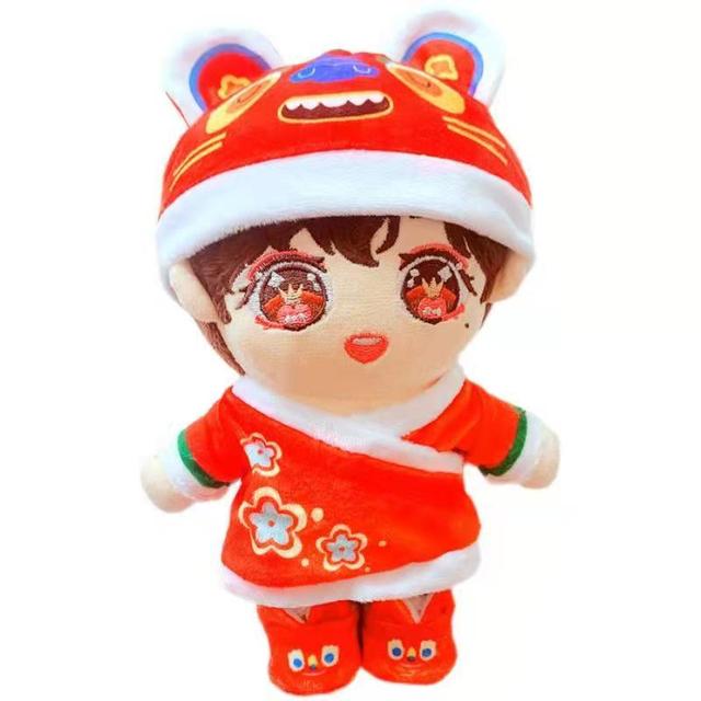 Pluszowa lalka tygrys 20CM Kawaii z noworocznym zestawem ubranek w stylu Kpop - prezent na Boże Narodzenie - tanie ubrania i akcesoria
