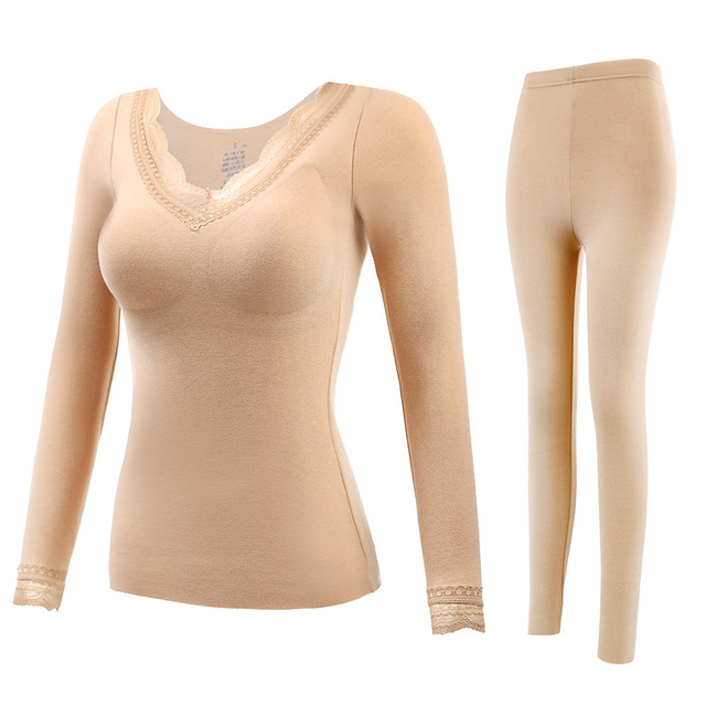Nowa długa bielizna zimowa damska - 2 szt. w zestawie, miękka, ciepła, kształtująca koszulka termiczna - tanie ubrania i akcesoria