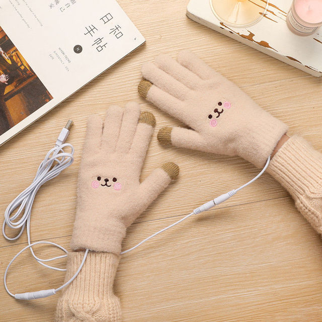 Ciepłe elektryczne rękawiczki zasilane przez USB, idealne na zimę - para dla mężczyzn i kobiet - tanie ubrania i akcesoria
