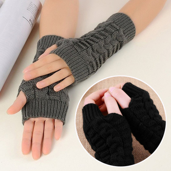Długie dzianinowe rękawiczki bez palców z wełny merino dla kobiet i mężczyzn