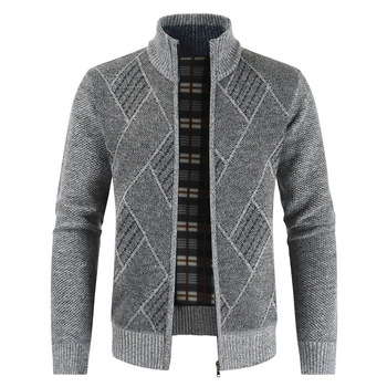 Męski sweter zimowy rozpinany - gruby Płaszcz biznesowy na co dzień, Slim Fit 2021, w kratkę, ciepły