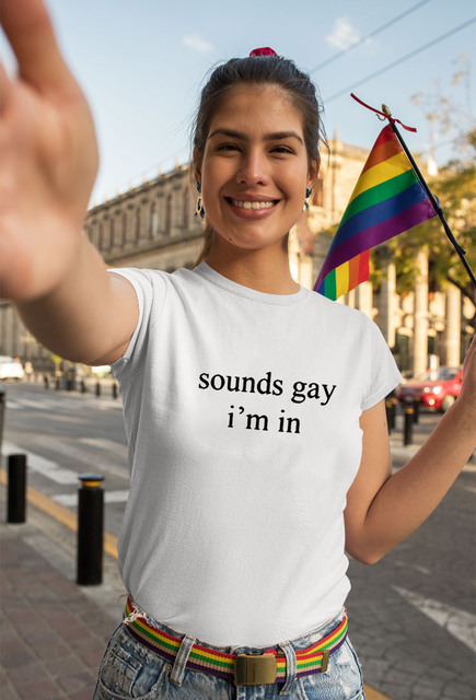 Koszulka Dźwięki gejów LGBT Lesbian Gay Pride Harajuku 90s Rainbow ulzzang top - tanie ubrania i akcesoria
