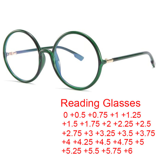 Retro okrągłe okulary do czytania z niebieskim filtrem blokującym światło, koreański styl, dostępne dla kobiet i mężczyzn, soczewki powiększające, warianty +1 i +2 - tanie ubrania i akcesoria