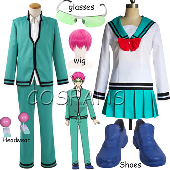 Anime Saiki Kusuo no sai-nan - Cosplay peruka, jednolity strój, okulary, rekwizyty