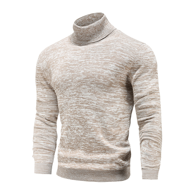 Męskie swetry z golfem bawełniane - nowe, slim fit, jednokolorowe, casual jesienne dzianiny - tanie ubrania i akcesoria
