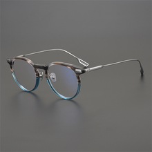 Oprawka okularowa Handmade Retro - okrągła, tytanowa, dla osób z krótkowzrocznością, vintage, przezroczyste soczewki, unisex