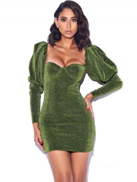 Sukienka gorsetowa Bez Rękawów Zielona Z Szyfonu Do Kolan dla Kobiet w Letnim Stylu 2021 Casual Club Party Dress - tanie ubrania i akcesoria