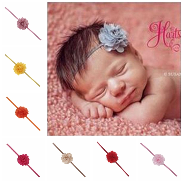 Opaski szyfonowe kwiaty dla noworodka, 16 kolorów - tanie ubrania i akcesoria