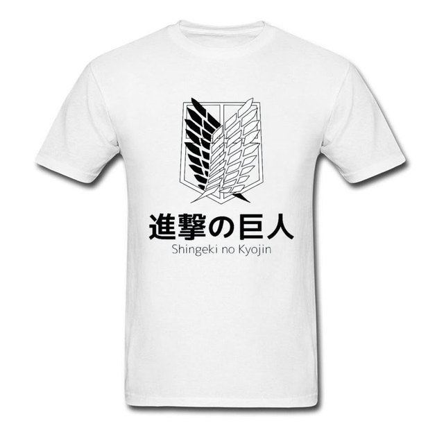 Męska koszulka T Attack on Titan z grafiką i logiem badania Korpusu, kolor czarno-biały - tanie ubrania i akcesoria