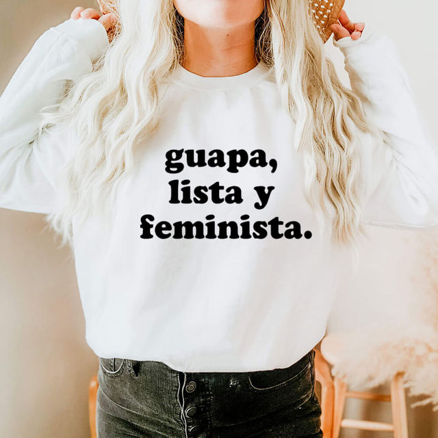 Bluza damska z długim rękawem Guapa Lista Y, hiszpańska feministka, 100% bawełna - Latina Power Casual - tanie ubrania i akcesoria