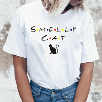 Koszulka damska z krótkim rękawem z nadrukiem kota - Cat T-Shirt programu telewizyjnego