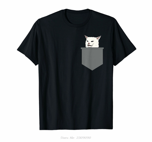 Koszulka męska - Wściekłe kobiety krzyczą na zdezorientowanego kota - śmieszna koszulka z memem na koszulce męskiej z bawełny O-neck - koszulka Hip Hop Tees Harajuku - tanie ubrania i akcesoria