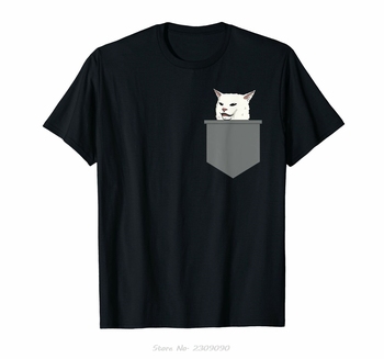 Koszulka męska - Wściekłe kobiety krzyczą na zdezorientowanego kota - śmieszna koszulka z memem na koszulce męskiej z bawełny O-neck - koszulka Hip Hop Tees Harajuku