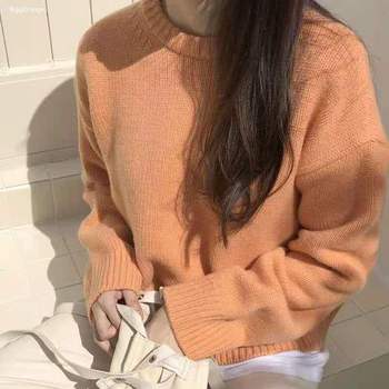 Sweter z cekinami w cukierkowych kolorach, damski, vintage, koreański styl, luźny fason, miękki materiał