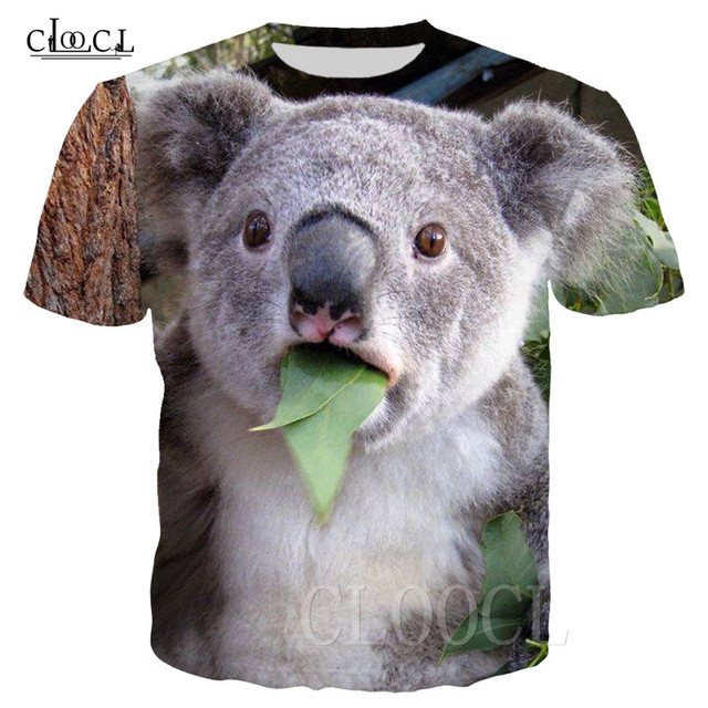Koszulka męska z 3D nadrukiem Koala - lato, moda, śmieszne zwierzę, krótki rękaw - tanie ubrania i akcesoria