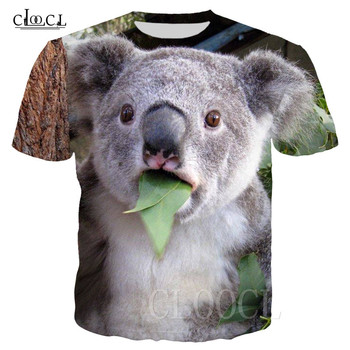 Koszulka męska z 3D nadrukiem Koala - lato, moda, śmieszne zwierzę, krótki rękaw